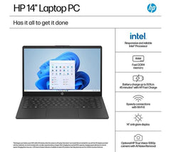 HP 14-ep2500sa 14" Laptop - Intel® N150, 128 GB UFS, Jet Black