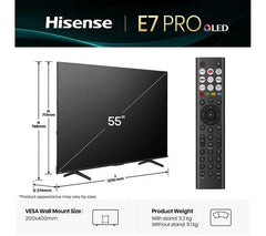 HISENSE E7Q PRO 55" QLED 4K HDR Smart TV with Freely - 55E7QTUK PRO