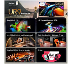 HISENSE 75UR9STUK 75" Smart 4K Ultra HD HDR RGB Mini LED TV