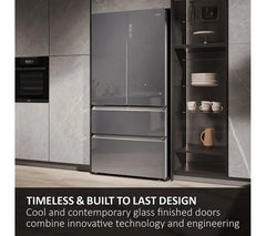 HAIER Series 7 HFR79F19EFGK Fridge Freezer - Sapphire Glass