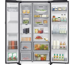 SAMSUNG Bespoke AI Family Hub RS90F66BEFEU American-Style Smart Fridge Freezer with On-device Bixby - Black
